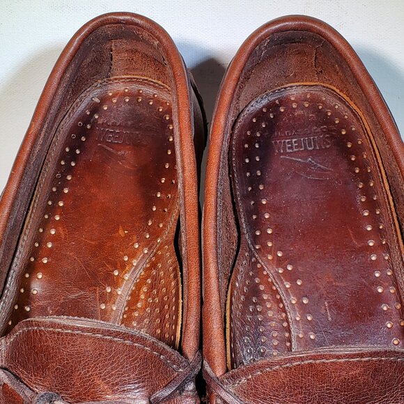 VINTAGE G H  BASS CLARKSON TWOTONE KILTIE...BOW TASSEL WEEJUNS...ORIGINAL BOX main image 4